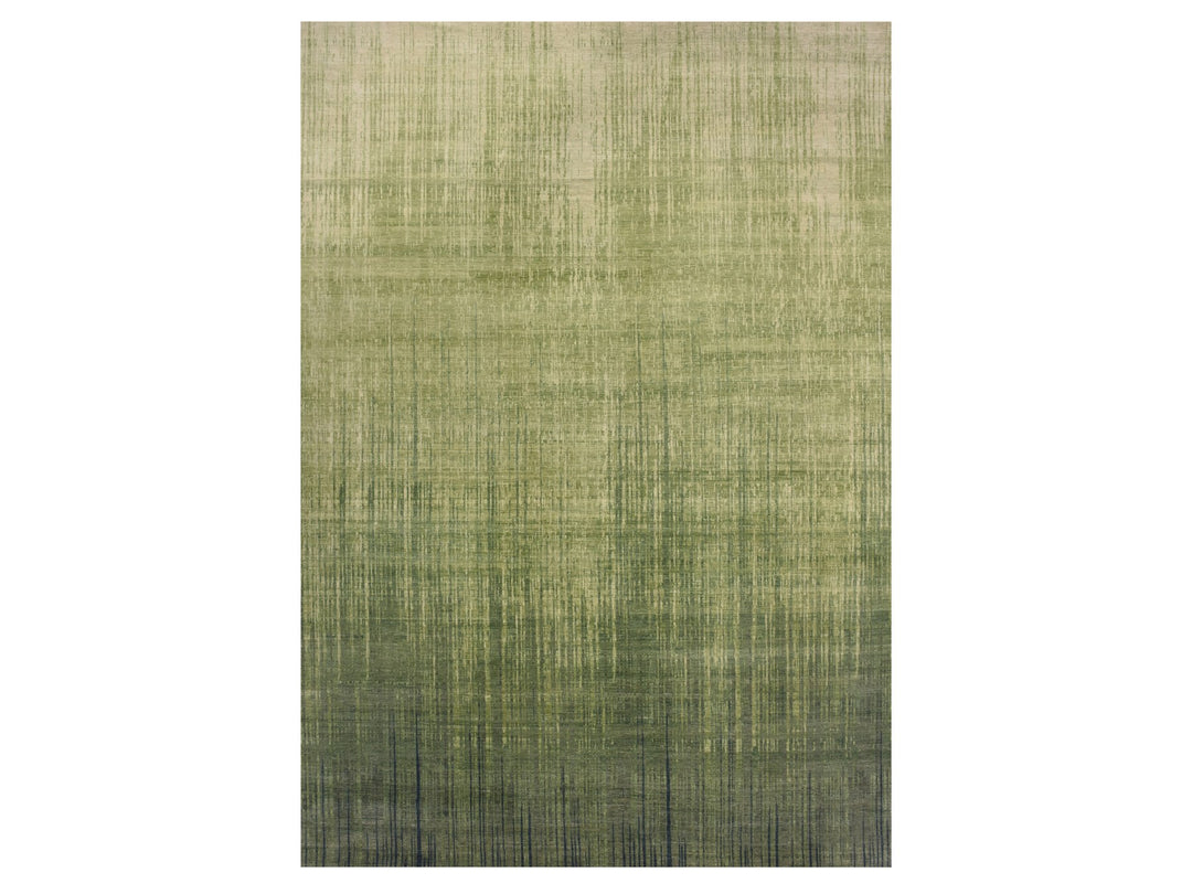 10'0" x 14'4" New Hand Knotted Green Wool Rectangle Oriental Rug - MOA10275418