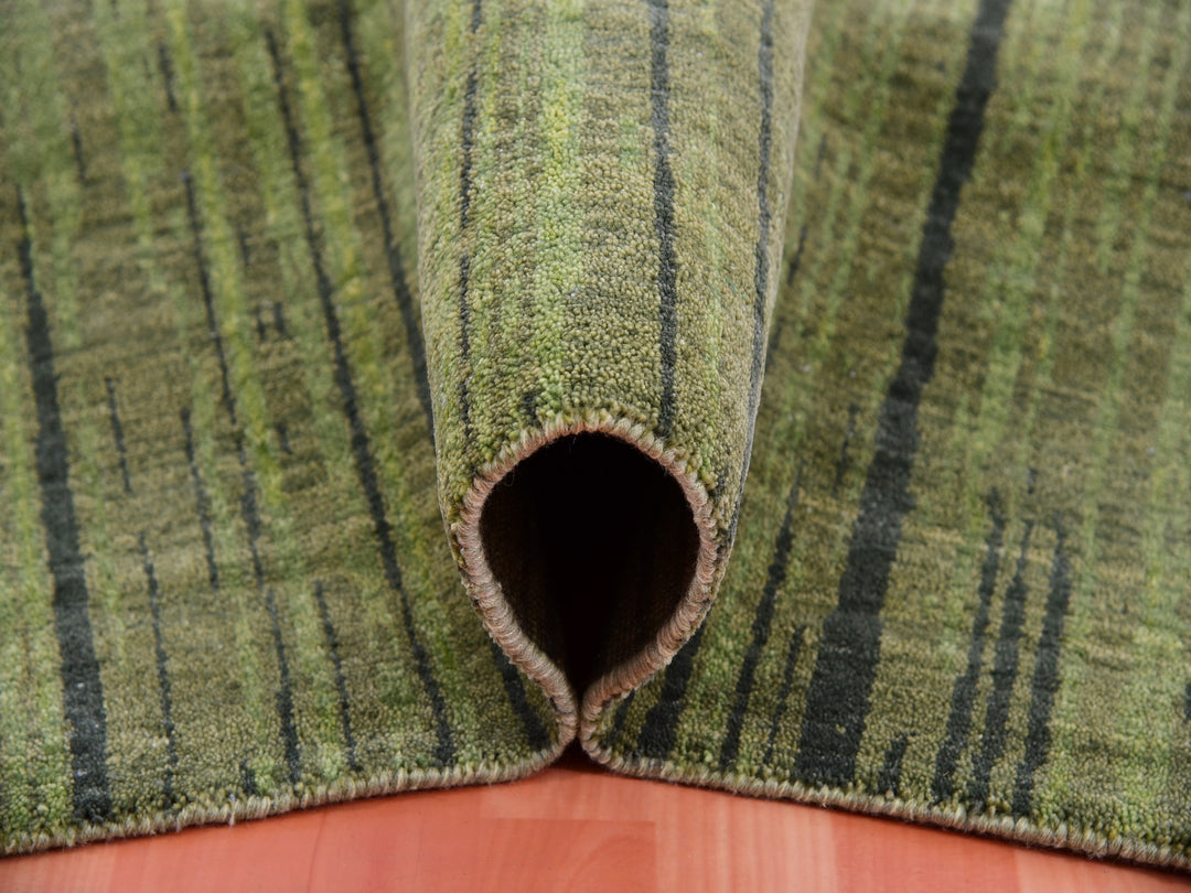 10'0" x 14'4" New Hand Knotted Green Wool Rectangle Oriental Rug - MOA10275418