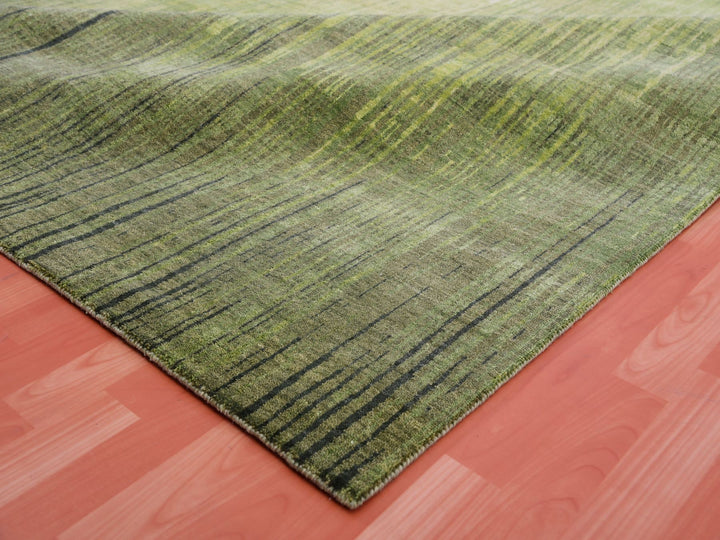 10'0" x 14'4" New Hand Knotted Green Wool Rectangle Oriental Rug - MOA10275418