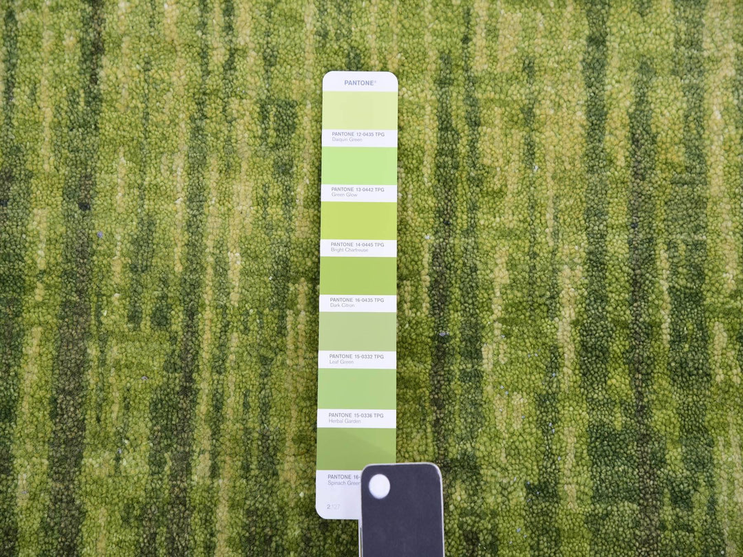 10'0" x 14'4" New Hand Knotted Green Wool Rectangle Oriental Rug - MOA10275418