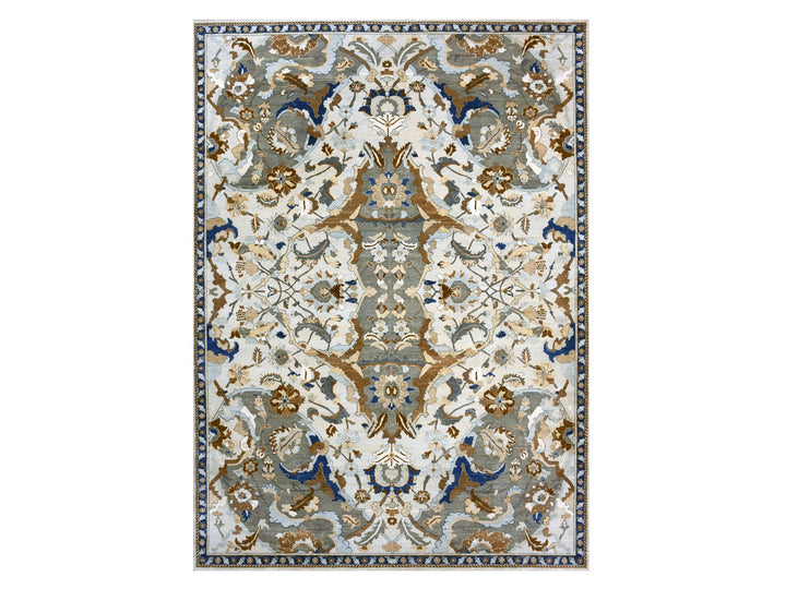 10'2" x 14'4" New Hand Knotted Ivory Wool Rectangle Oriental Rug - MOA10275425