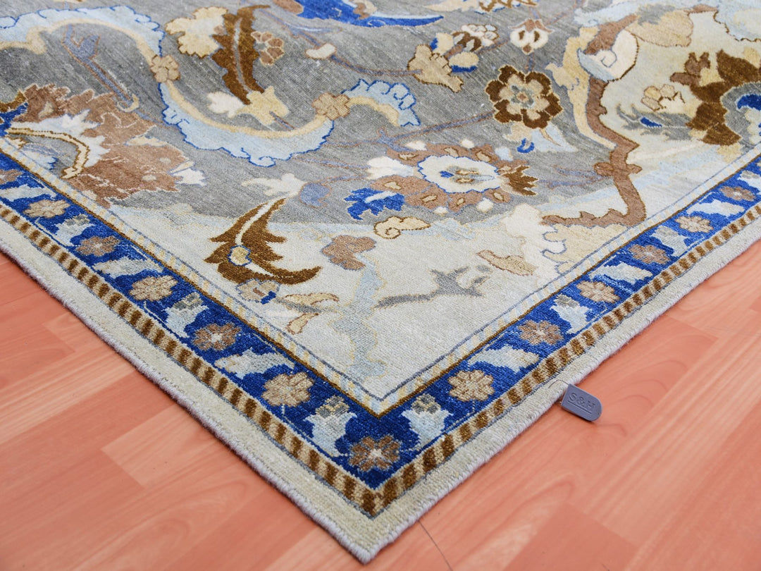 10'2" x 14'4" New Hand Knotted Ivory Wool Rectangle Oriental Rug - MOA10275425