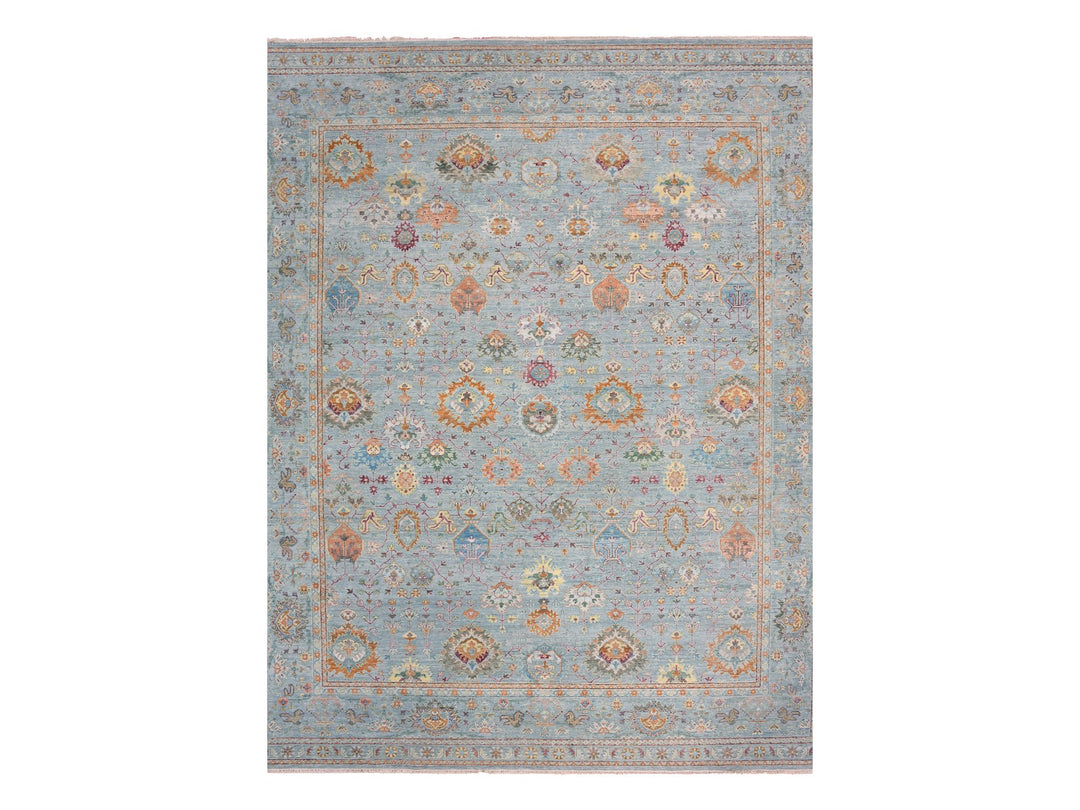 11'10" x 14'6" New Hand Knotted Grey Wool Rectangle Oriental Rug - MOA10275449