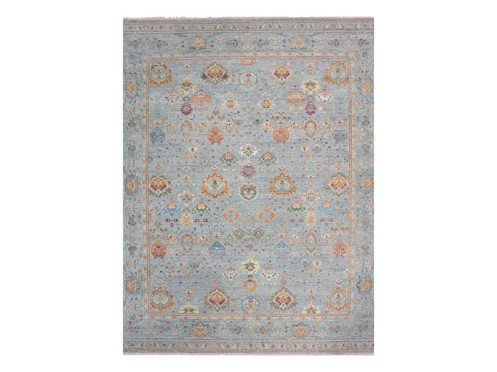 11'10" x 14'6" New Hand Knotted Grey Wool Rectangle Oriental Rug - MOA10275449