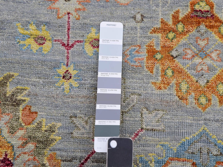 11'10" x 14'6" New Hand Knotted Grey Wool Rectangle Oriental Rug - MOA10275449