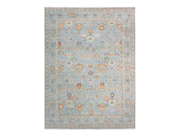 10'0" x 13'6" New Hand Knotted Grey Wool Rectangle Oriental Rug - MOA10275450