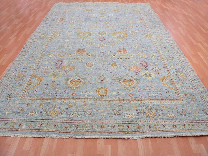 10'0" x 13'6" New Hand Knotted Grey Wool Rectangle Oriental Rug - MOA10275450