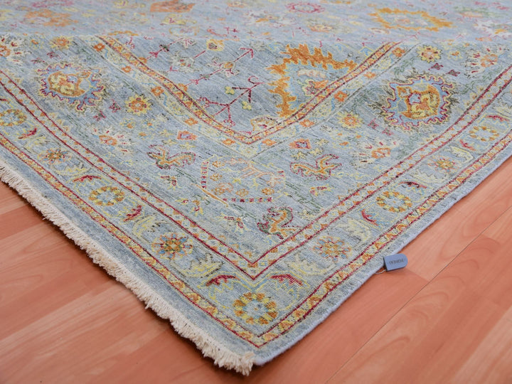 10'0" x 13'6" New Hand Knotted Grey Wool Rectangle Oriental Rug - MOA10275450