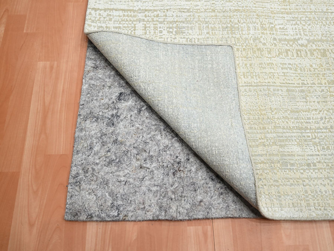 8'11" x 12'4" New Hand Knotted Ivory Wool & Silk Rectangle Oriental Rug - MOA10275505