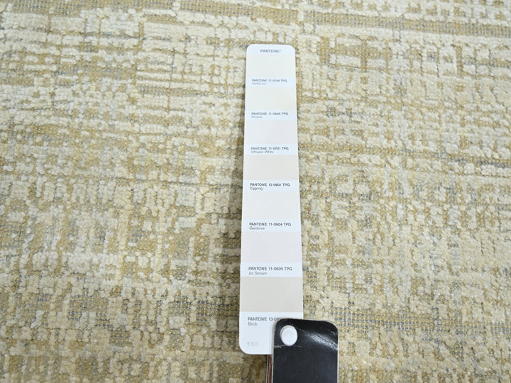 8'11" x 12'4" New Hand Knotted Ivory Wool & Silk Rectangle Oriental Rug - MOA10275505