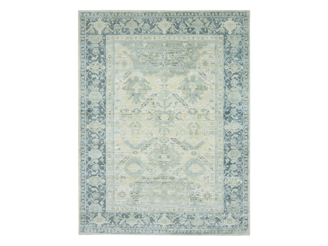 9'1" x 12'0" New Hand Knotted Grey Wool & Silk Rectangle Oriental Rug - MOA10275522