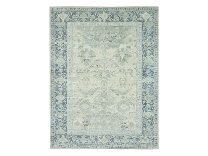 9'1" x 12'0" New Hand Knotted Grey Wool & Silk Rectangle Oriental Rug - MOA10275522