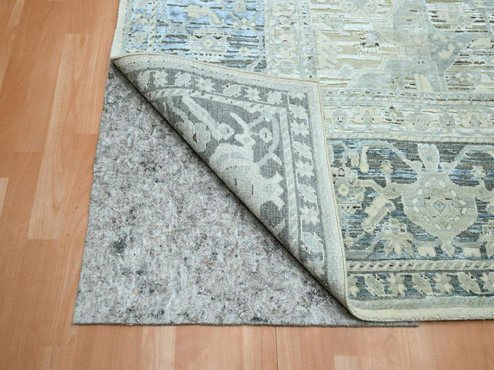 9'1" x 12'0" New Hand Knotted Grey Wool & Silk Rectangle Oriental Rug - MOA10275522