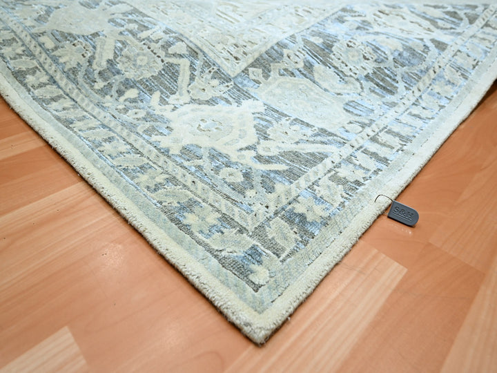 9'1" x 12'0" New Hand Knotted Grey Wool & Silk Rectangle Oriental Rug - MOA10275522