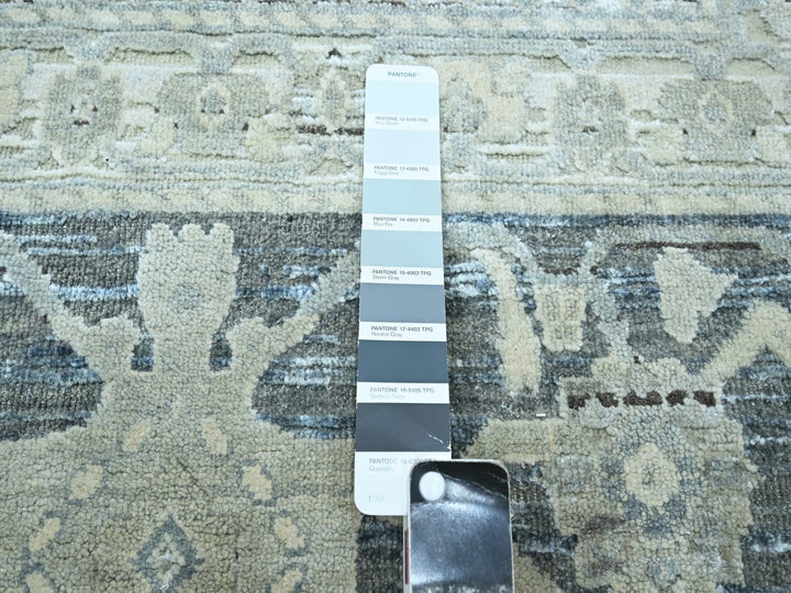 9'1" x 12'0" New Hand Knotted Grey Wool & Silk Rectangle Oriental Rug - MOA10275522