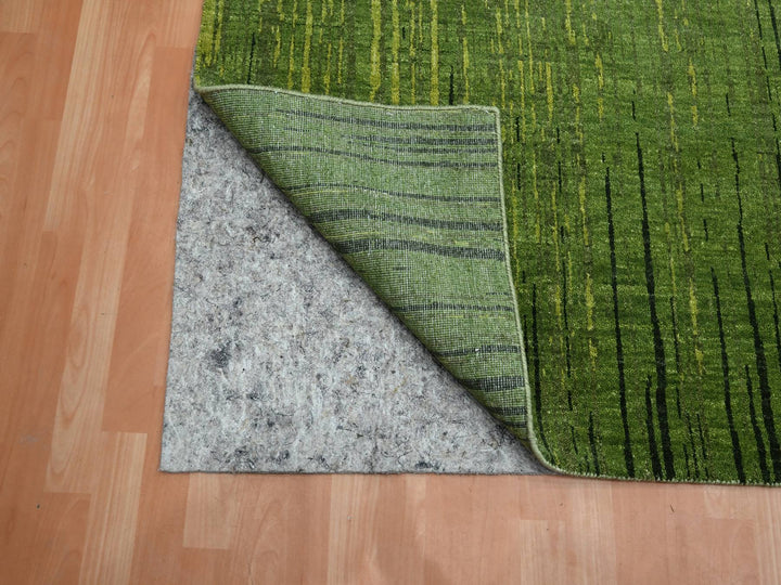 12'2" x 15'0" New Hand Knotted Green Wool Rectangle Oriental Rug - MOA10275541