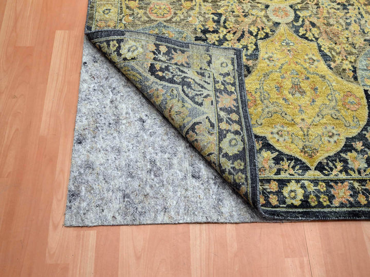 11'11" x 15'7" New Hand Knotted Black Wool Rectangle Oriental Rug - MOA10275560