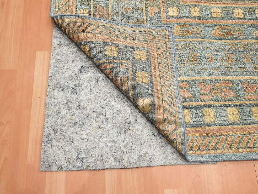 9'11" x 14'2" New Hand Knotted Blue Wool & Silk Rectangle Oriental Rug - MOA10275565