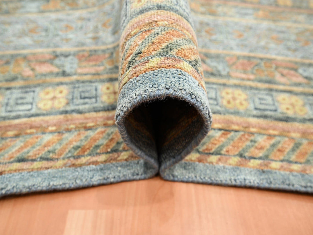 9'11" x 14'2" New Hand Knotted Blue Wool & Silk Rectangle Oriental Rug - MOA10275565