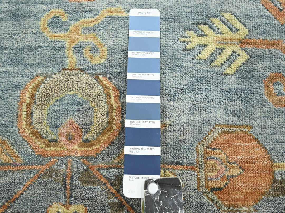 9'11" x 14'2" New Hand Knotted Blue Wool & Silk Rectangle Oriental Rug - MOA10275565