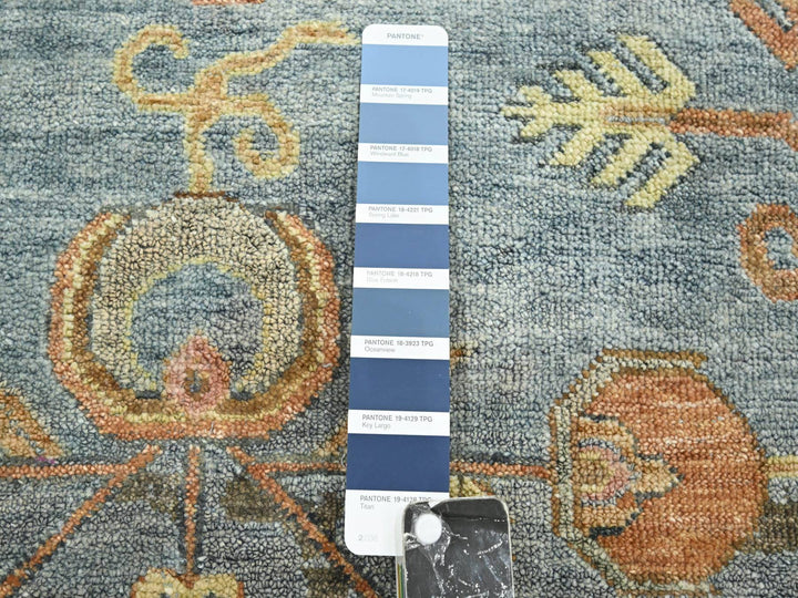 9'11" x 14'2" New Hand Knotted Blue Wool & Silk Rectangle Oriental Rug - MOA10275565