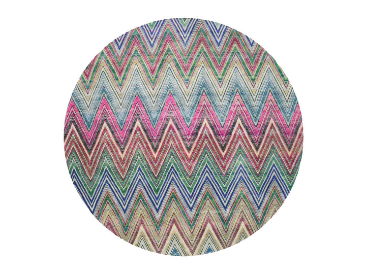 11'8" x 11'9" New Hand Knotted Pink Wool & Silk Round Oriental Rug - MOA10275567