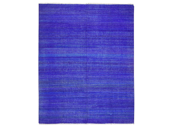 9'2" x 11'8" New Hand Woven Blue Sari Silk Rectangle Oriental Rug - MOA10275576