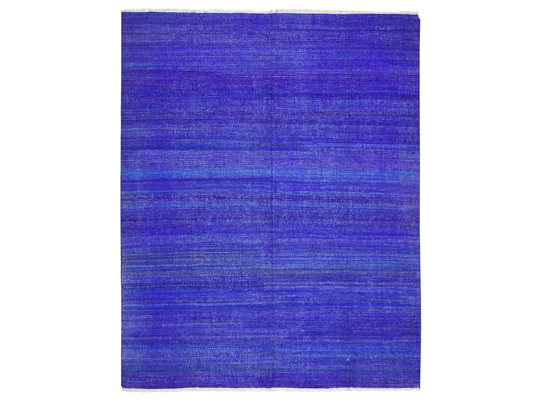 9'2" x 11'8" New Hand Woven Blue Sari Silk Rectangle Oriental Rug - MOA10275576