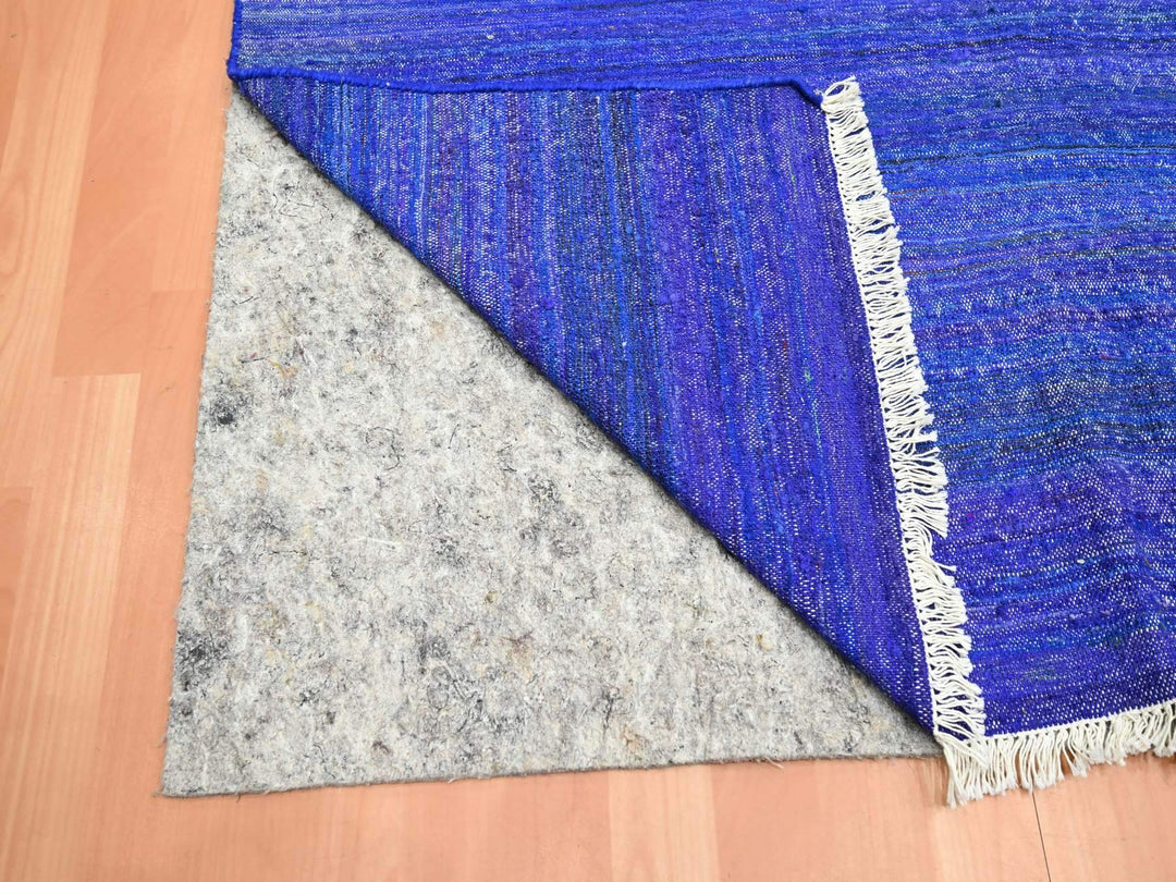 9'2" x 11'8" New Hand Woven Blue Sari Silk Rectangle Oriental Rug - MOA10275576