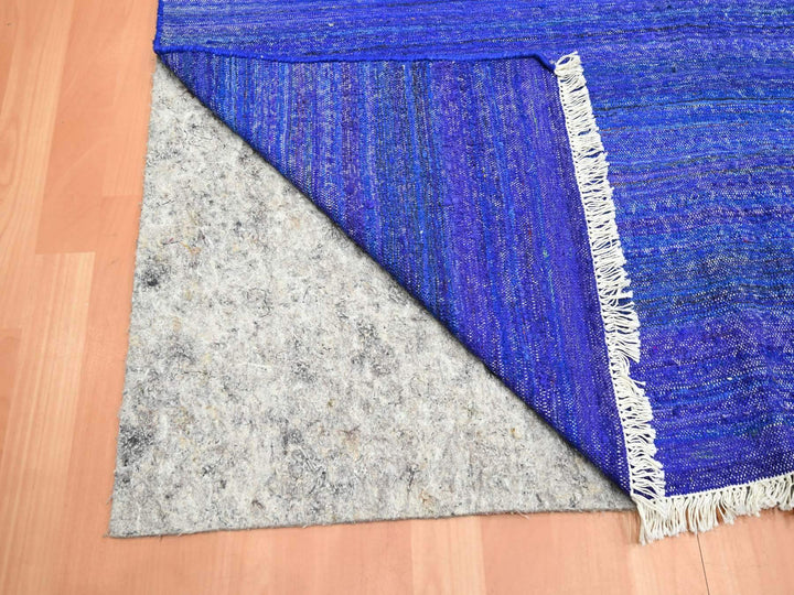 9'2" x 11'8" New Hand Woven Blue Sari Silk Rectangle Oriental Rug - MOA10275576