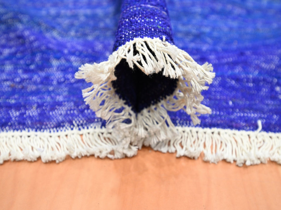 9'2" x 11'8" New Hand Woven Blue Sari Silk Rectangle Oriental Rug - MOA10275576