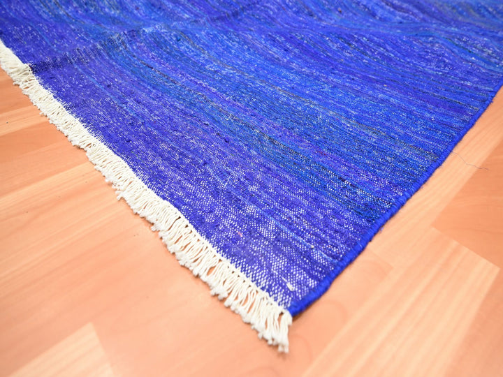 9'2" x 11'8" New Hand Woven Blue Sari Silk Rectangle Oriental Rug - MOA10275576