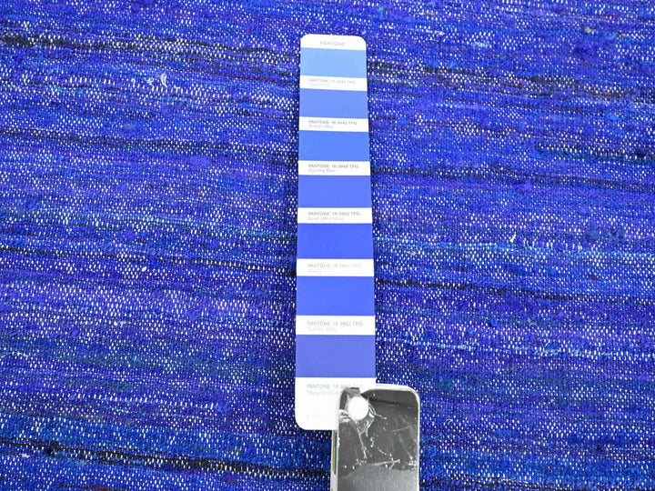 9'2" x 11'8" New Hand Woven Blue Sari Silk Rectangle Oriental Rug - MOA10275576