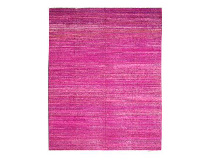 9'1" x 11'7" New Hand Woven Pink Sari Silk Rectangle Oriental Rug - MOA10275577