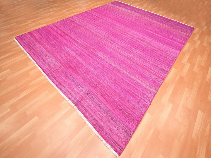 9'1" x 11'7" New Hand Woven Pink Sari Silk Rectangle Oriental Rug - MOA10275577