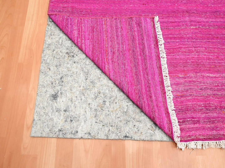 9'1" x 11'7" New Hand Woven Pink Sari Silk Rectangle Oriental Rug - MOA10275577