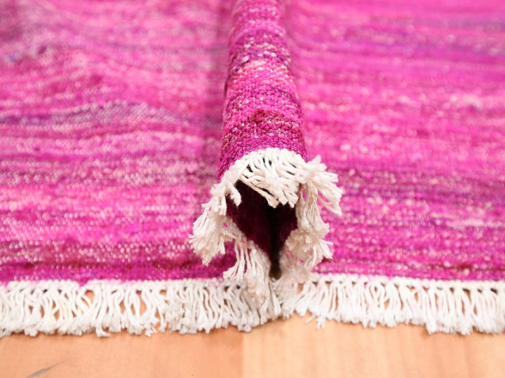 9'1" x 11'7" New Hand Woven Pink Sari Silk Rectangle Oriental Rug - MOA10275577