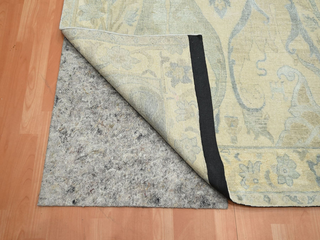 8'10" x 12'1" New Hand Knotted Ivory Wool & Silk Rectangle Oriental Rug - MOA10275637