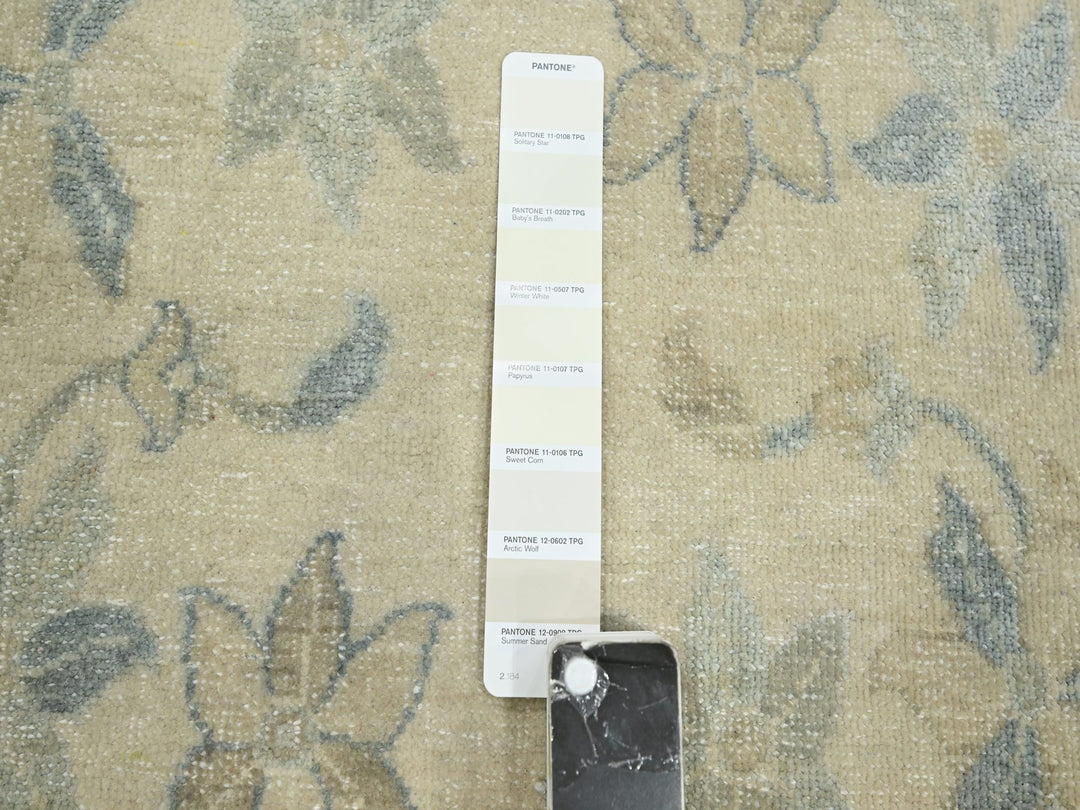 8'10" x 12'1" New Hand Knotted Ivory Wool & Silk Rectangle Oriental Rug - MOA10275637