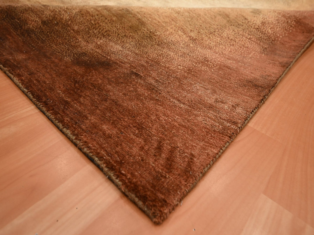 8'11" x 12'1" New Hand Knotted Brown Wool & Silk Rectangle Oriental Rug - MOA10275638