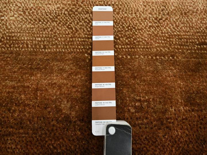 8'11" x 12'1" New Hand Knotted Brown Wool & Silk Rectangle Oriental Rug - MOA10275638