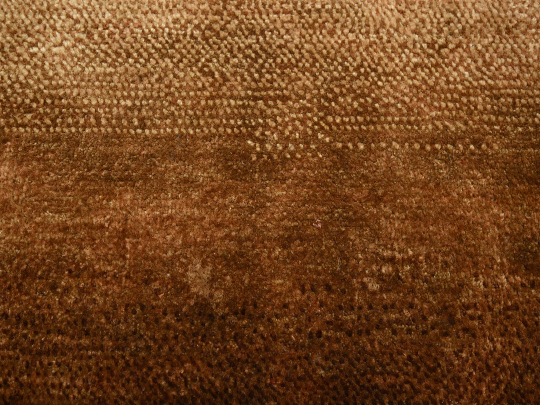 8'11" x 12'1" New Hand Knotted Brown Wool & Silk Rectangle Oriental Rug - MOA10275638