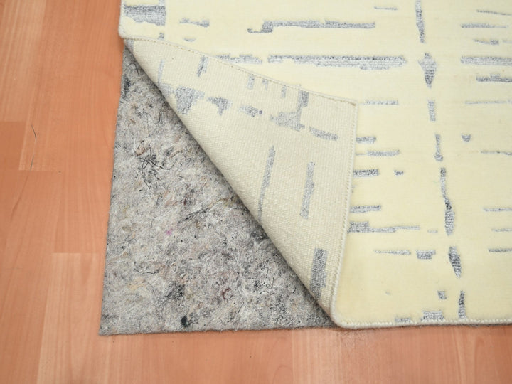 5'0" x 7'0" New Hand Knotted Ivory Wool Rectangle Oriental Rug - MOA10275646