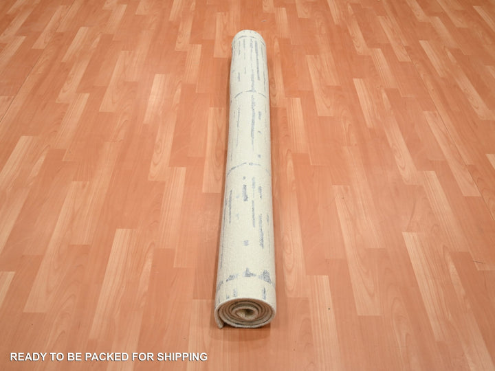 5'0" x 7'0" New Hand Knotted Ivory Wool Rectangle Oriental Rug - MOA10275646