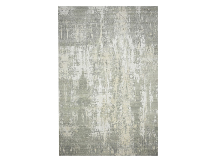 11'11" x 18'0" New Hand Knotted Grey Wool & Silk Rectangle Oriental Rug - MOA10275673