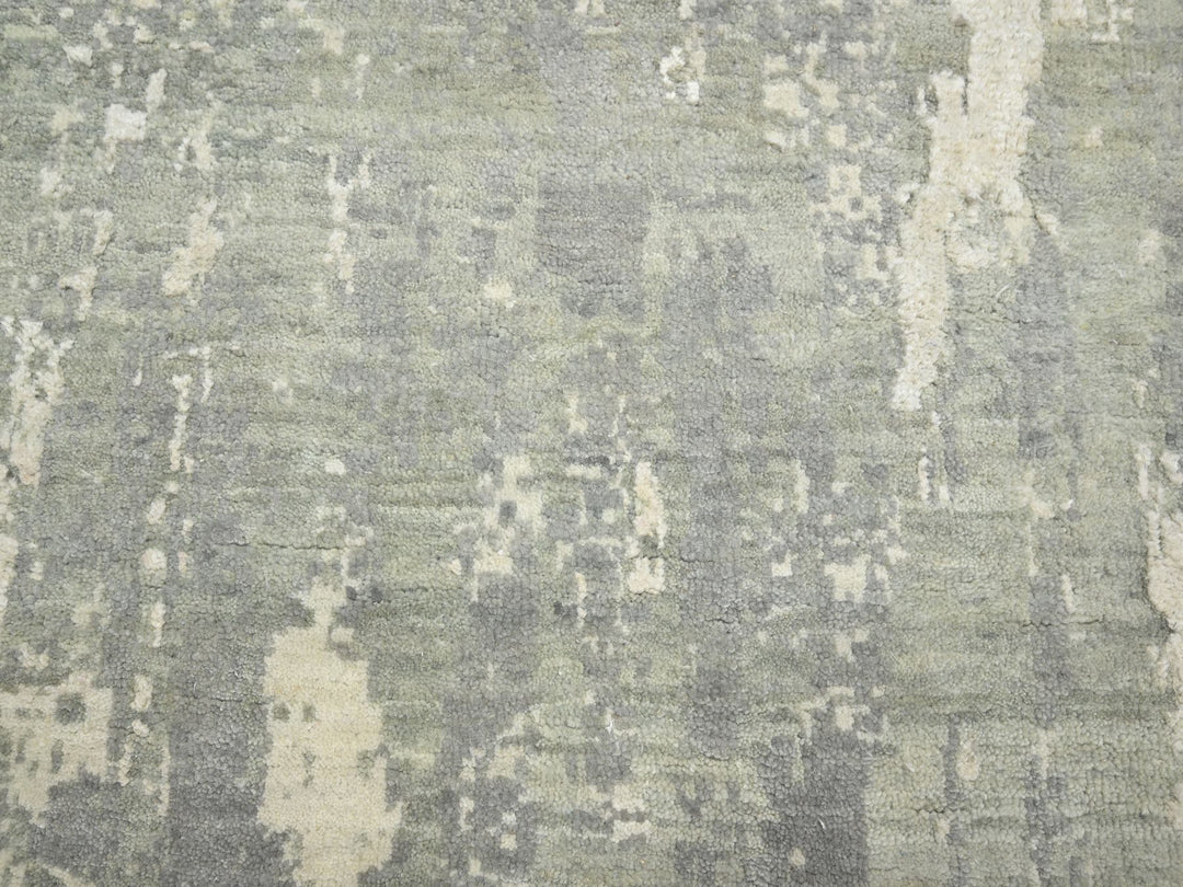 11'11" x 18'0" New Hand Knotted Grey Wool & Silk Rectangle Oriental Rug - MOA10275673