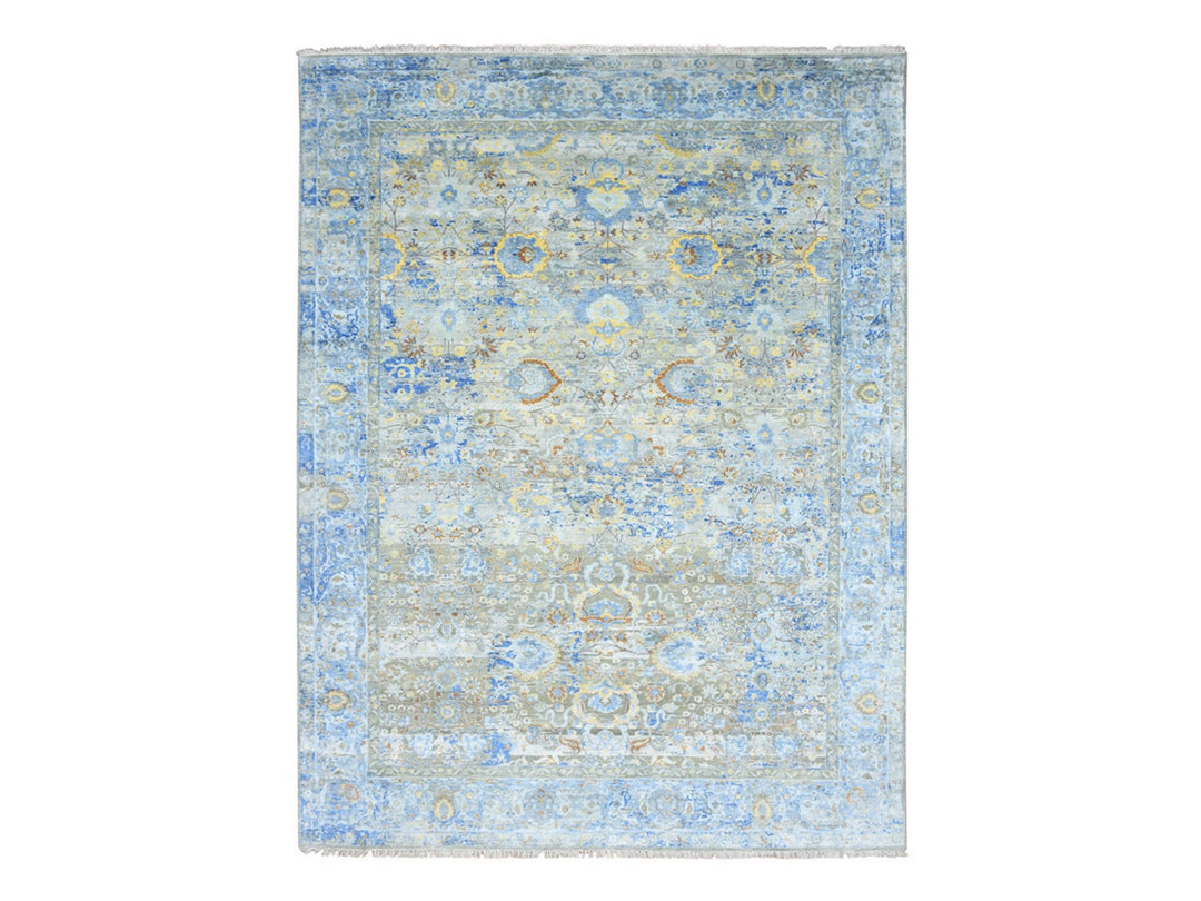 9'1" x 12'0" New Hand Knotted Brown Wool & Pure Silk Rectangle Oriental Rug - MOA10275707