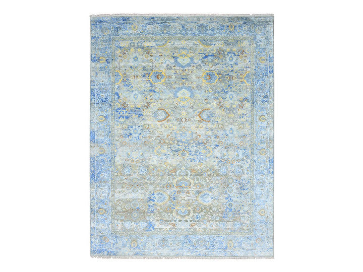 9'1" x 12'0" New Hand Knotted Brown Wool & Pure Silk Rectangle Oriental Rug - MOA10275707