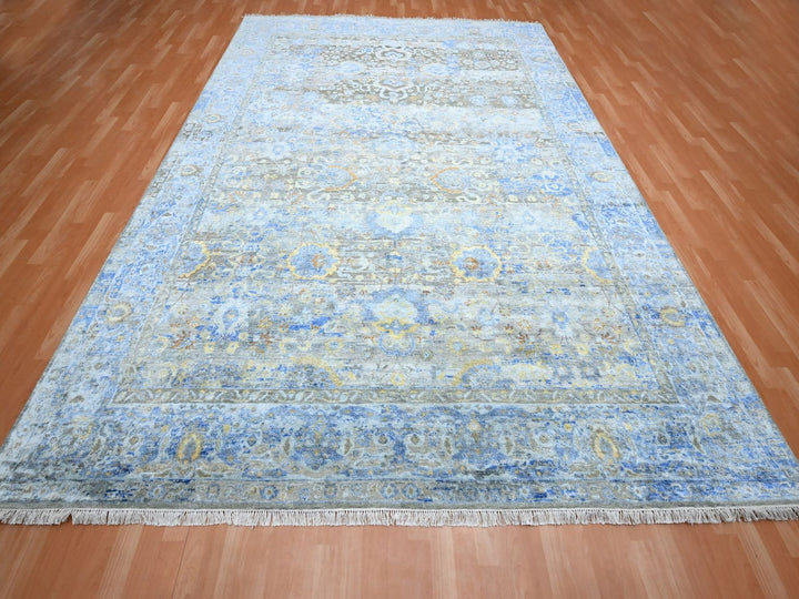 9'1" x 12'0" New Hand Knotted Brown Wool & Pure Silk Rectangle Oriental Rug - MOA10275707