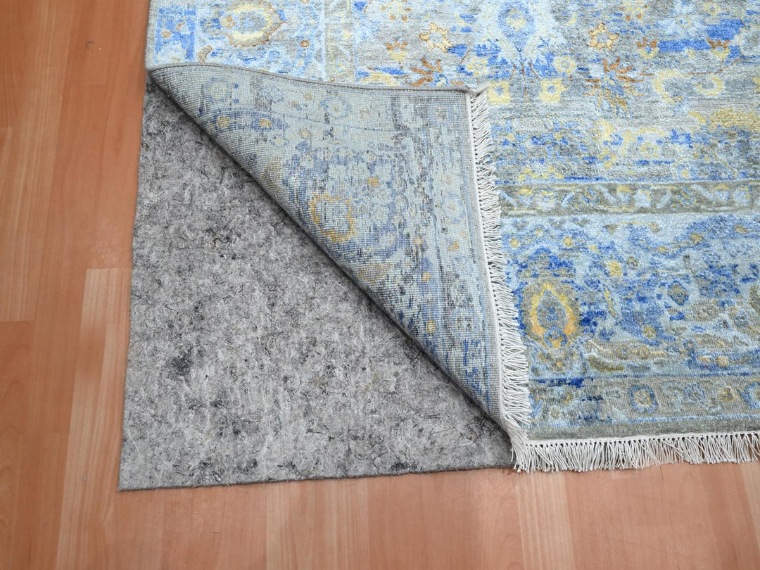 9'1" x 12'0" New Hand Knotted Brown Wool & Pure Silk Rectangle Oriental Rug - MOA10275707